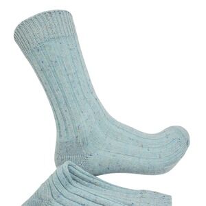 Cashmere Ankle Socks Aqua Sprinkle Medium Garnet Hill Ribbed Warm Cozy 9-11 NEW